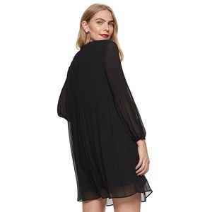 Nine West Crystal Pleated Shift Dress Black XXL